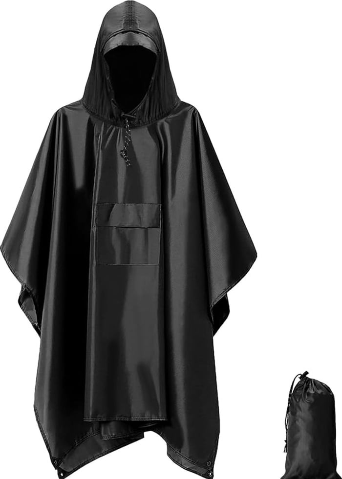 AC30 - Cape poncho noire avec capuchon  image